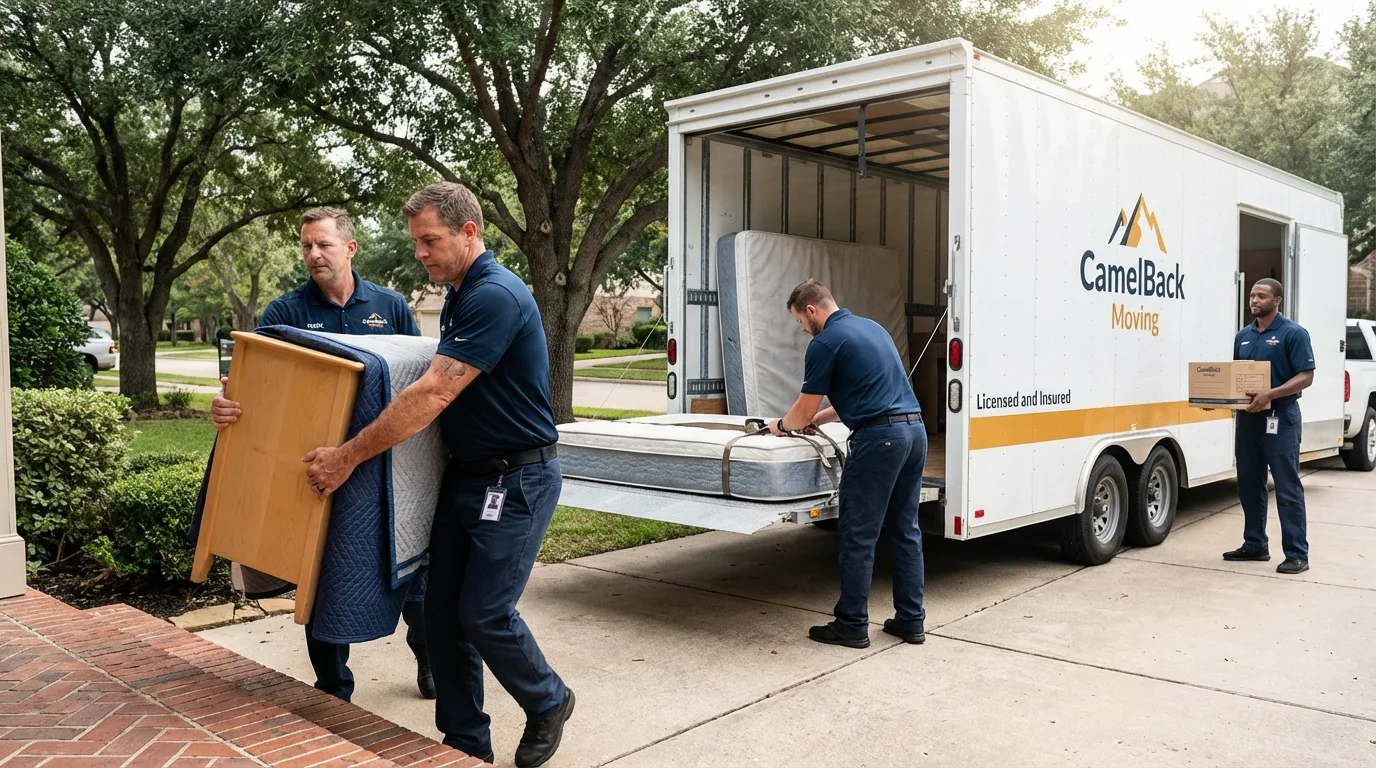 Crew loading residential truck for cross-state move from Thermopolis, WY