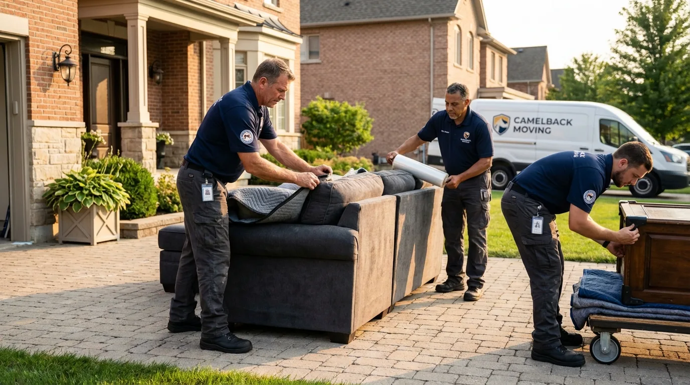 Large estate moving crew wrapping furniture in Thermopolis, WY